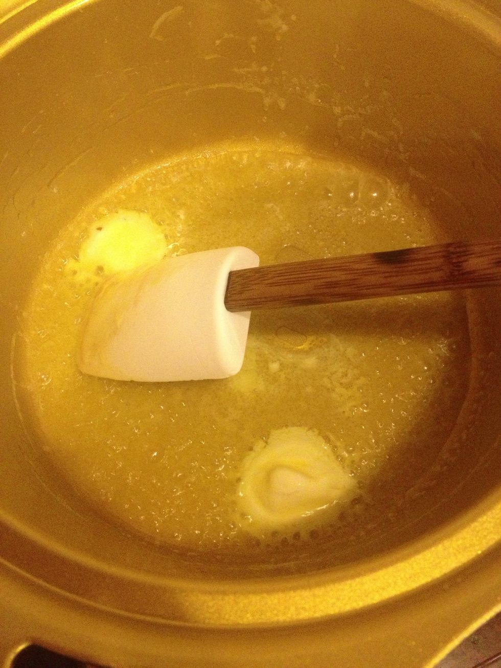 start saut\u00e9ing - put a little amount of oil then add the butter to avoid burning the butter.