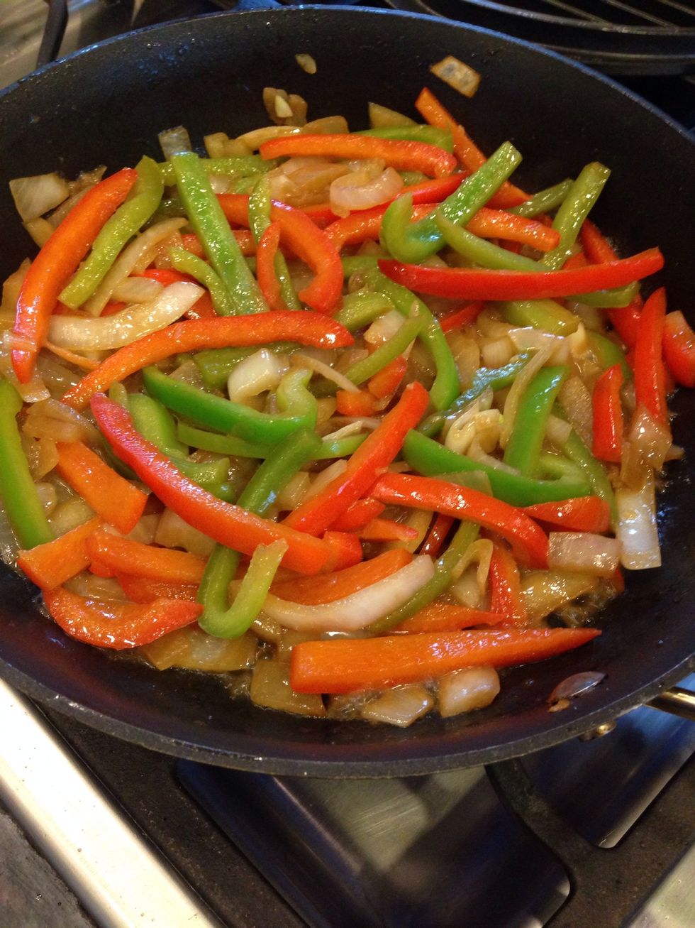 Start saut\u00e9ing your veggies! Add 1 tsp of oil to a pan and saut\u00e9 away.
