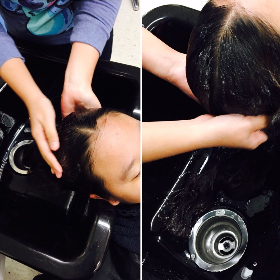 Start scalp massage from the crown to the back of the head
