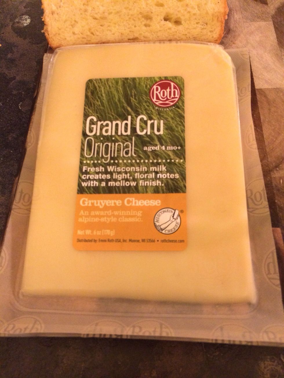 Start shredding your cheese. You'll need 1 cup (or more) of Gruyere cheese. It has a nice nutty flavor and melts great in sandwiches.