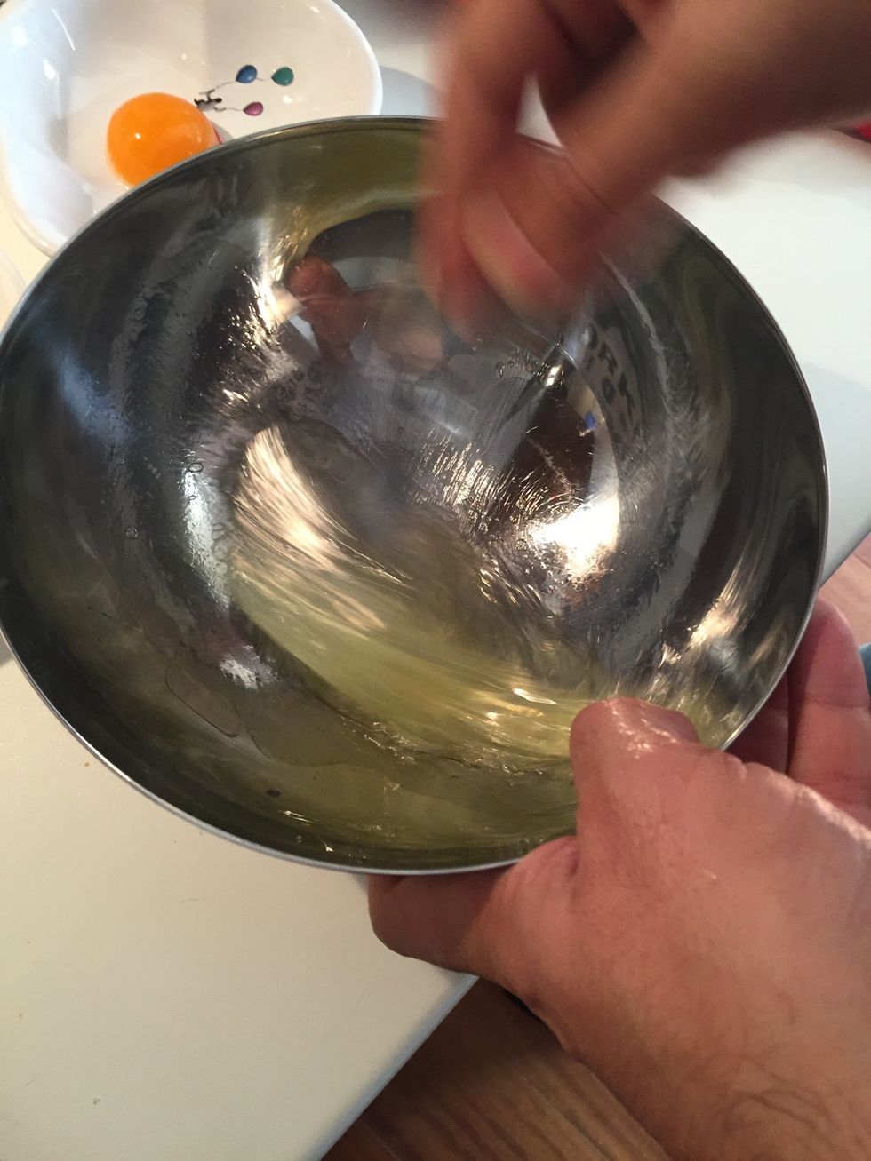 Start stirring the whites