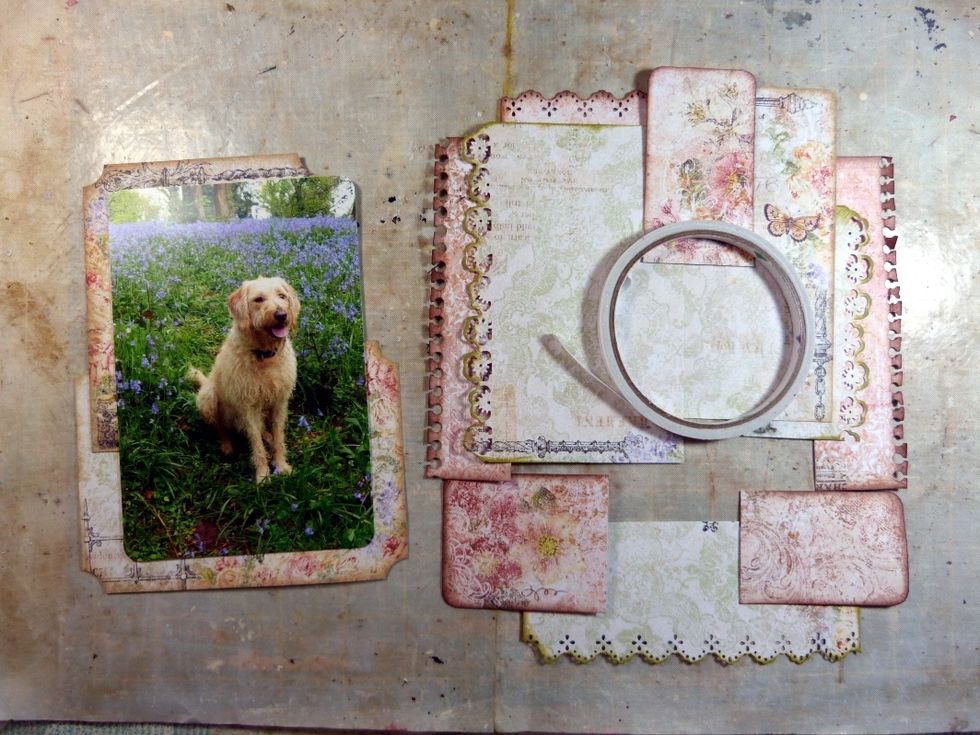 Start taping together. I started with the layers immediately behind the photo so I could lift them of from my design and add them behind the photo in the right order.