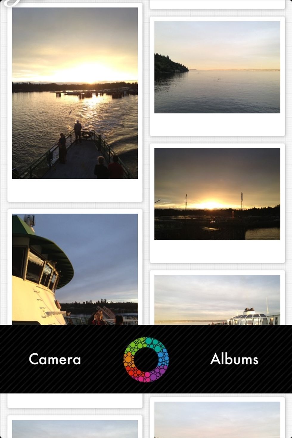 Start the app, your camera roll photo will show as background. You can pick any of them by tapping on it or you can take a photo with camera or select from other albums.
