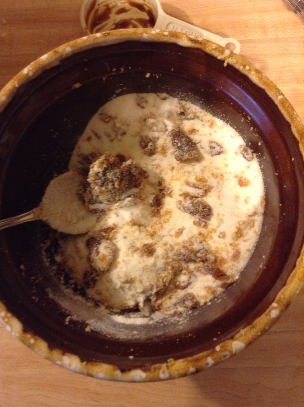 Start the mixing process with a wooden spoon...