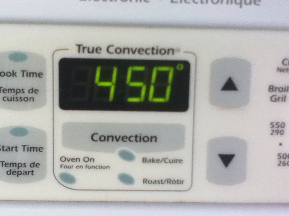 Start the oven at 450\u2022F