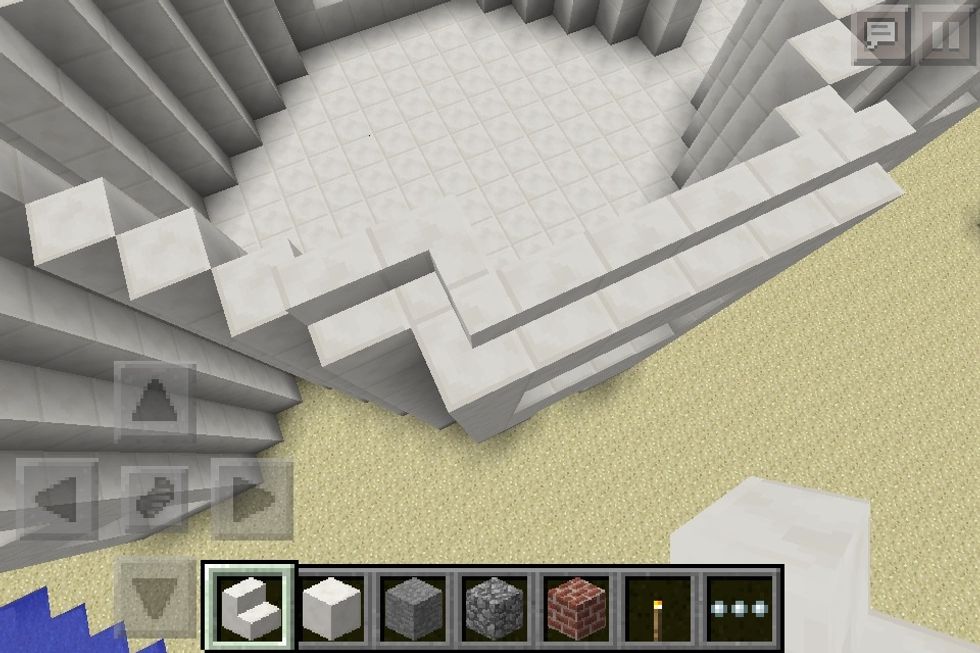 Start the roof. I just lined the edge of my top with stairs but only the middle shape