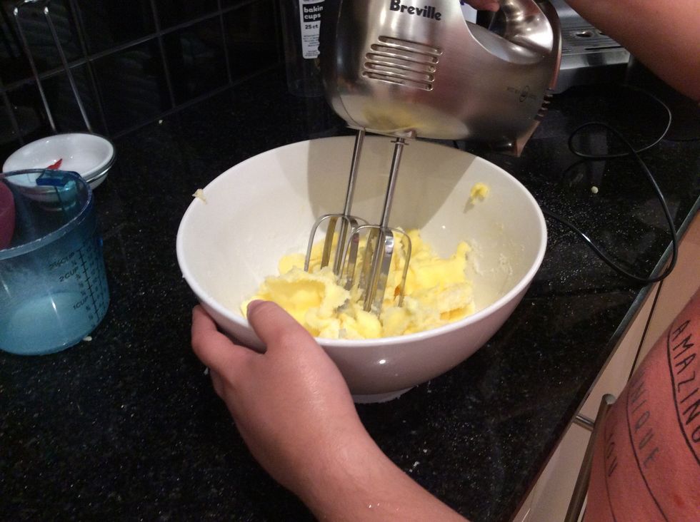 Start to beat the butter and sugar with the electric mixer