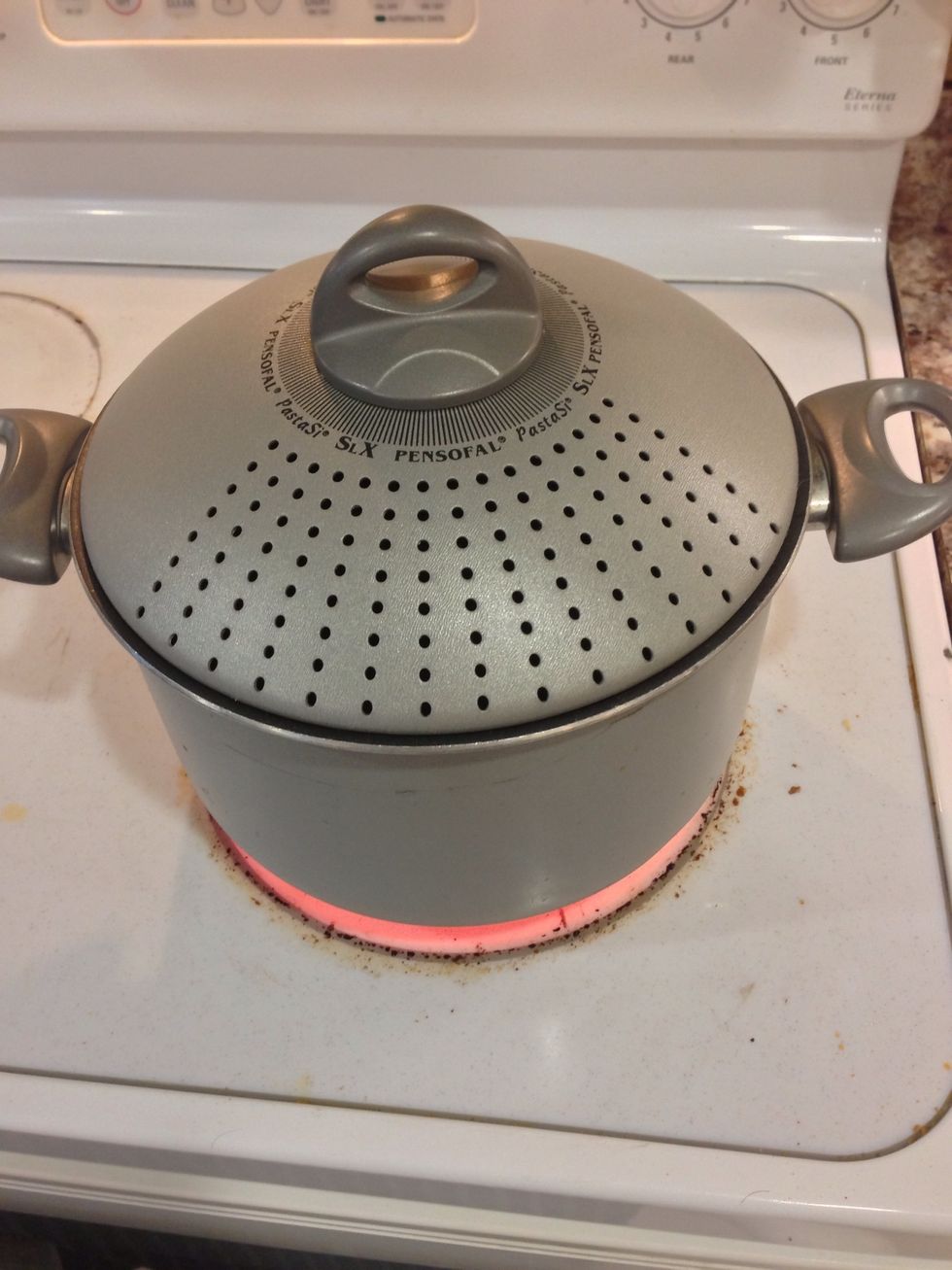 Start to boil water in a large pot (lid and some salt makes it boil faster)
