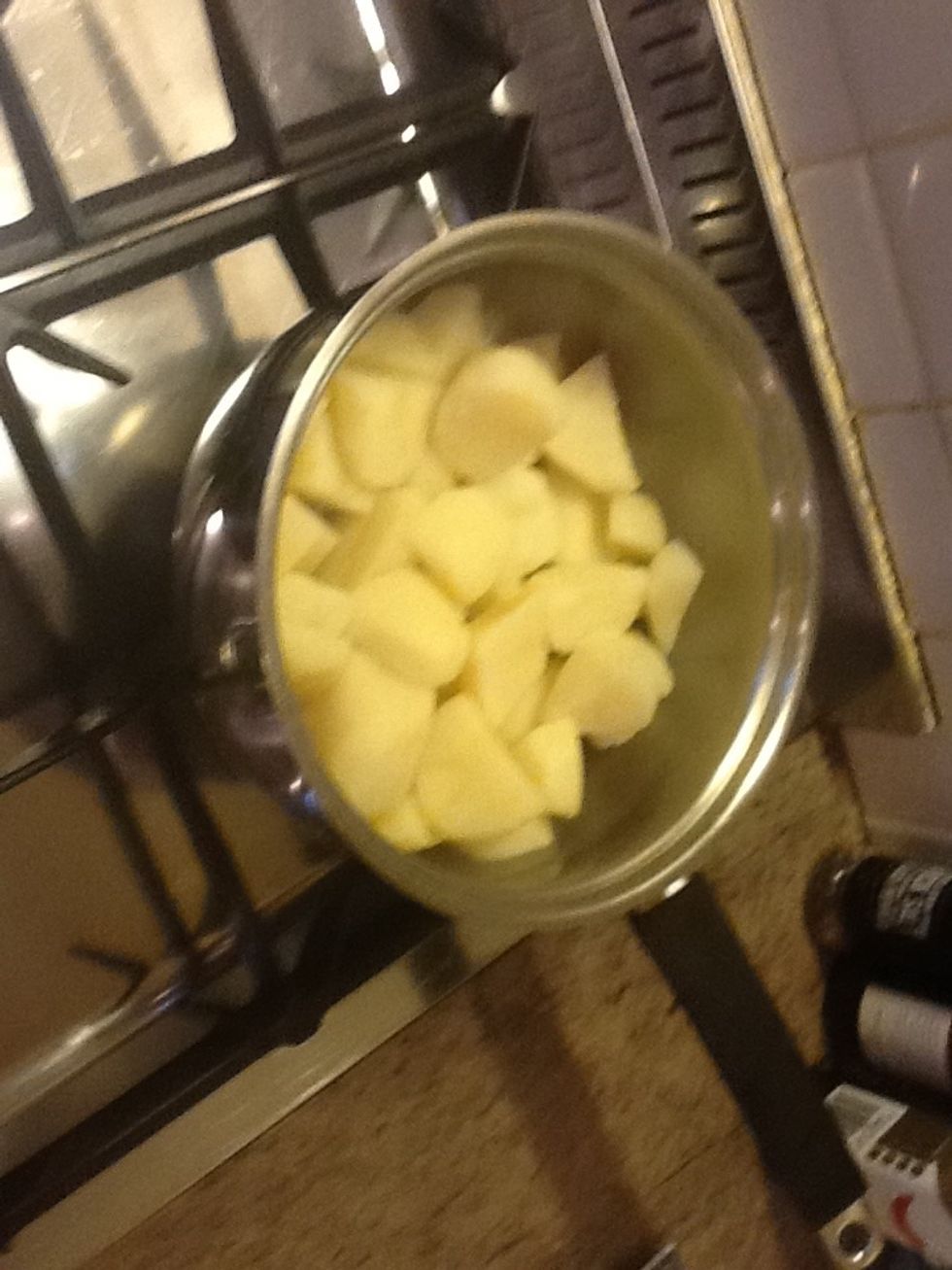 Start to cook the potatoes.