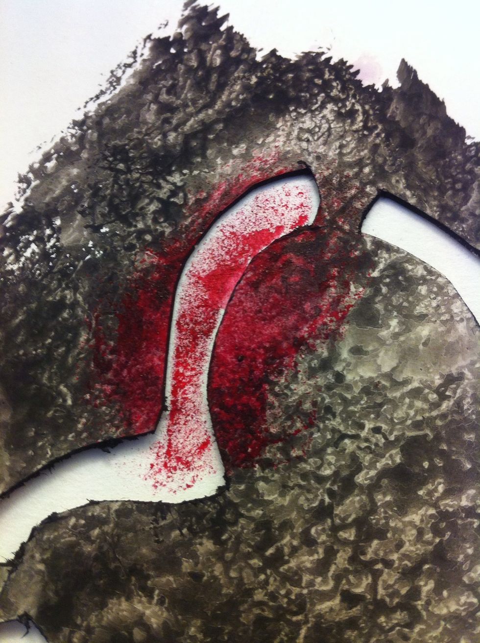 Start to dab the sponge on the paper and stencil until youre happy with the result