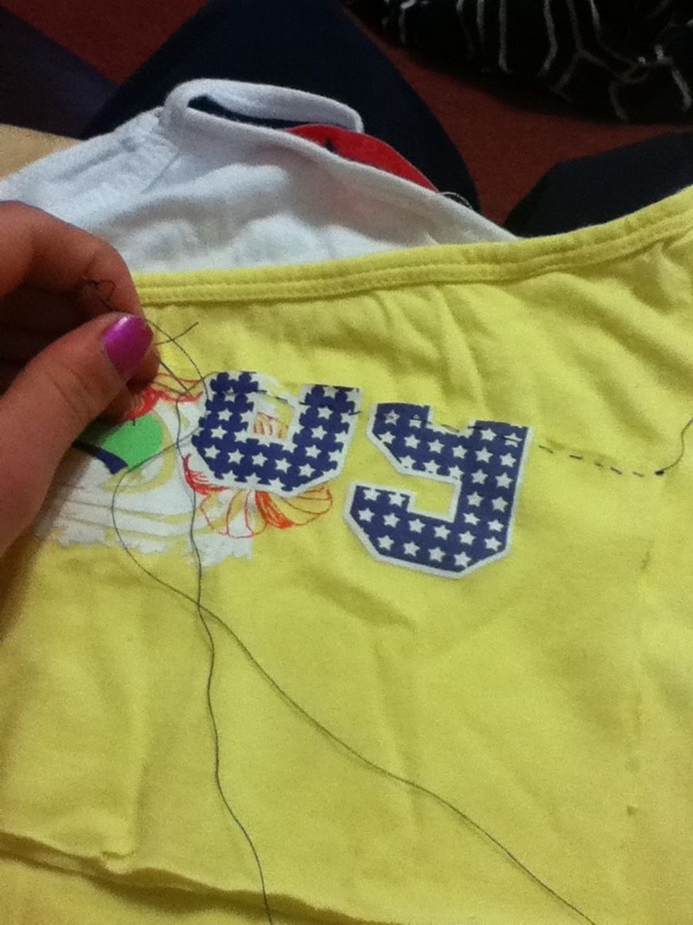 Start to sew it together. Make sure you have the side you want in the inside facing out when you sew it together.