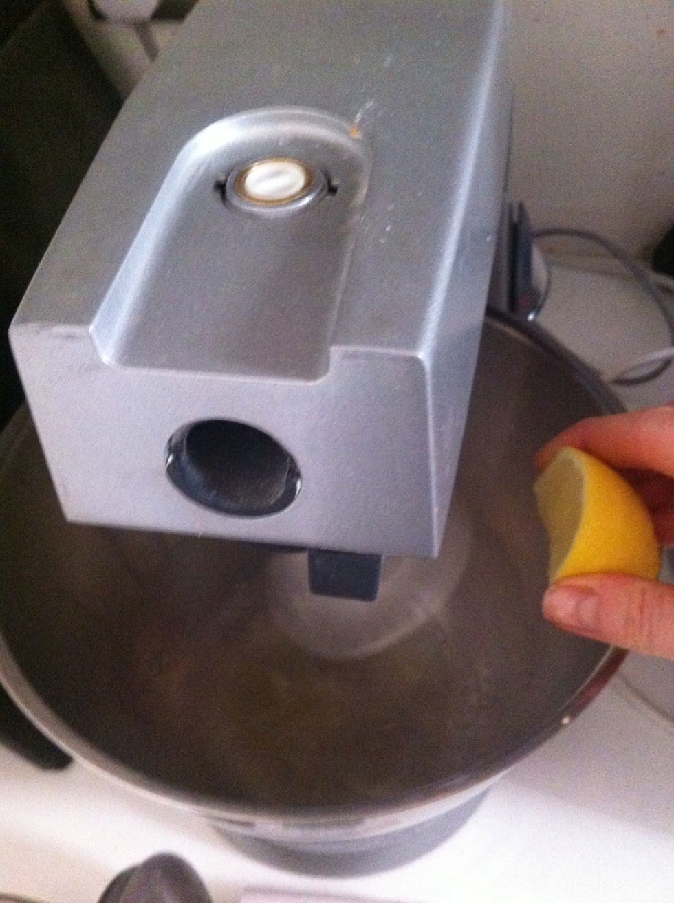 Start to whisk and add a squeeze of lemon, this will stop the egg whites from splitting and going watery...