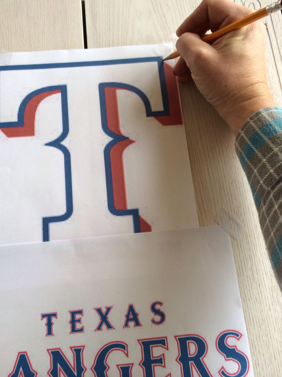 Start tracing. Press firmly. Try not to rest your hand on the paper. You may rub the pencil stuff onto your board as you drag your heavy hand down it. Bet you knew that already cause you is smartieer.