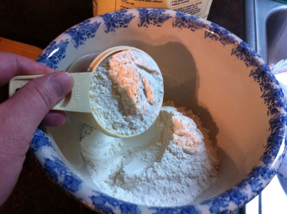 Start with 2 cups self rising flour.