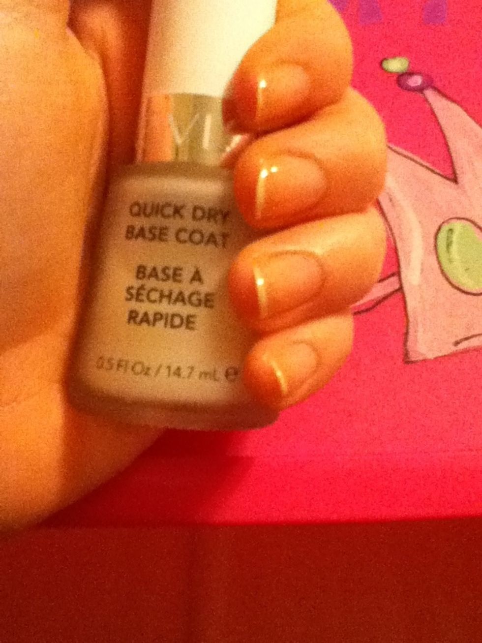 Start with a base coat to protect your nails. This is Revlon Quick Dry Base Coat #955.