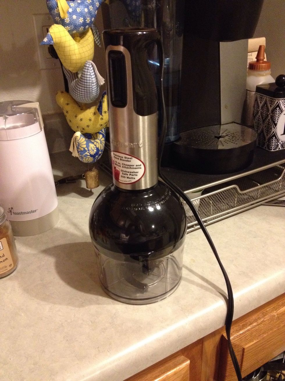 Start with a clean blender/food processor. I like to use my Cuisinart smart stick with the chopper attachment. Handy and easy to clean!