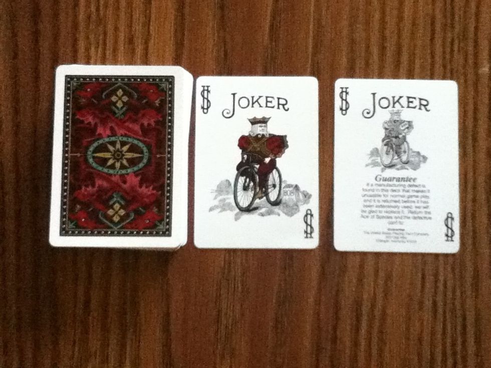 Start with a deck of cards( It doesn't even need to be yours!) and remove the to jokers.
