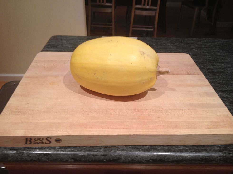Start with a large spaghetti squash.
