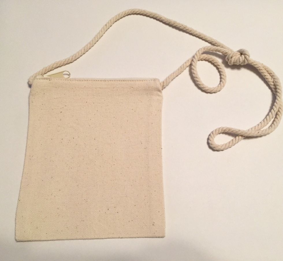 start with a plain canvas zipper top purse. prewash; then iron if needed; do not use starch or sizing.