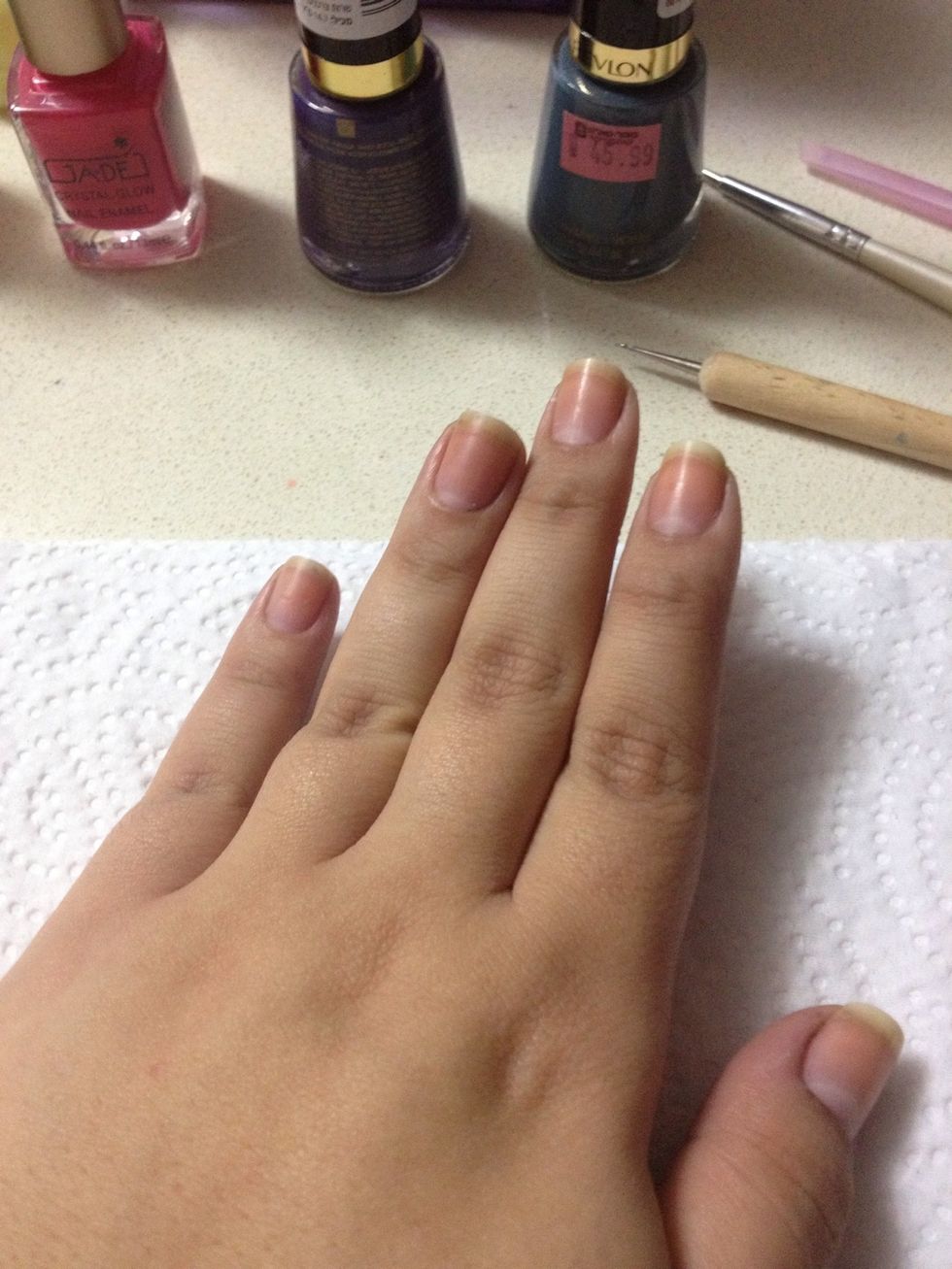 Start with clean bare nails