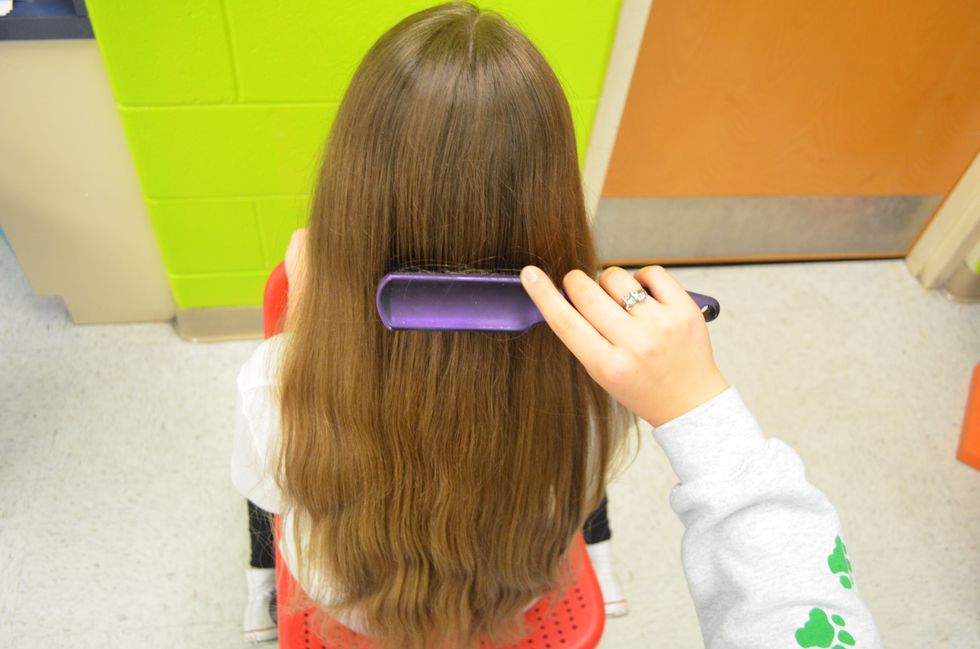 Start with clean brushed hair. You can have dry or wet hair. If you have damp hair you will get a nice wave once you take the braid out.