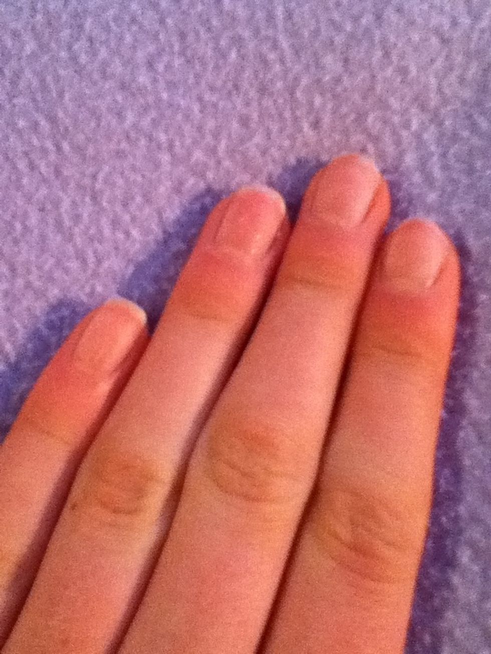 Start with clean nails (For this guide it works better if you have straight/square nails like me)