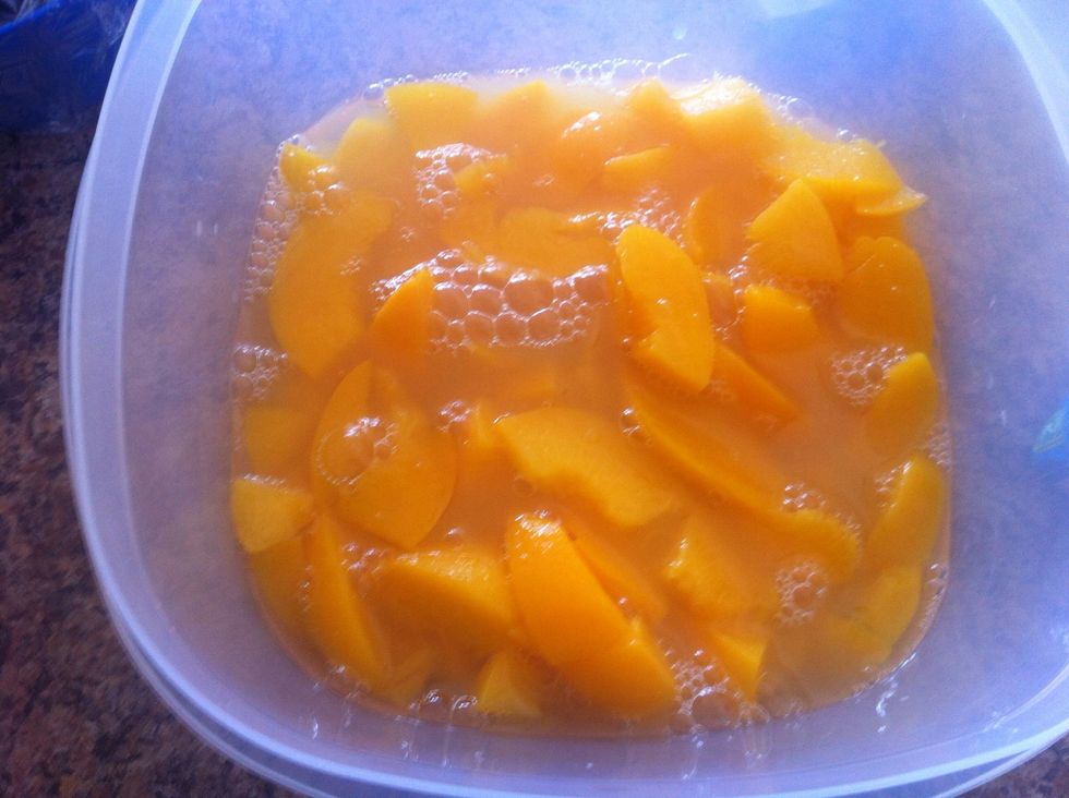 Start with diced peaches.