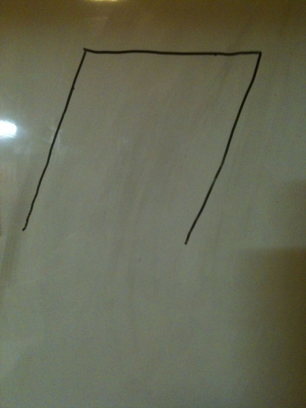 Start with drawing a slightly slanted rectangle that's missing one side.