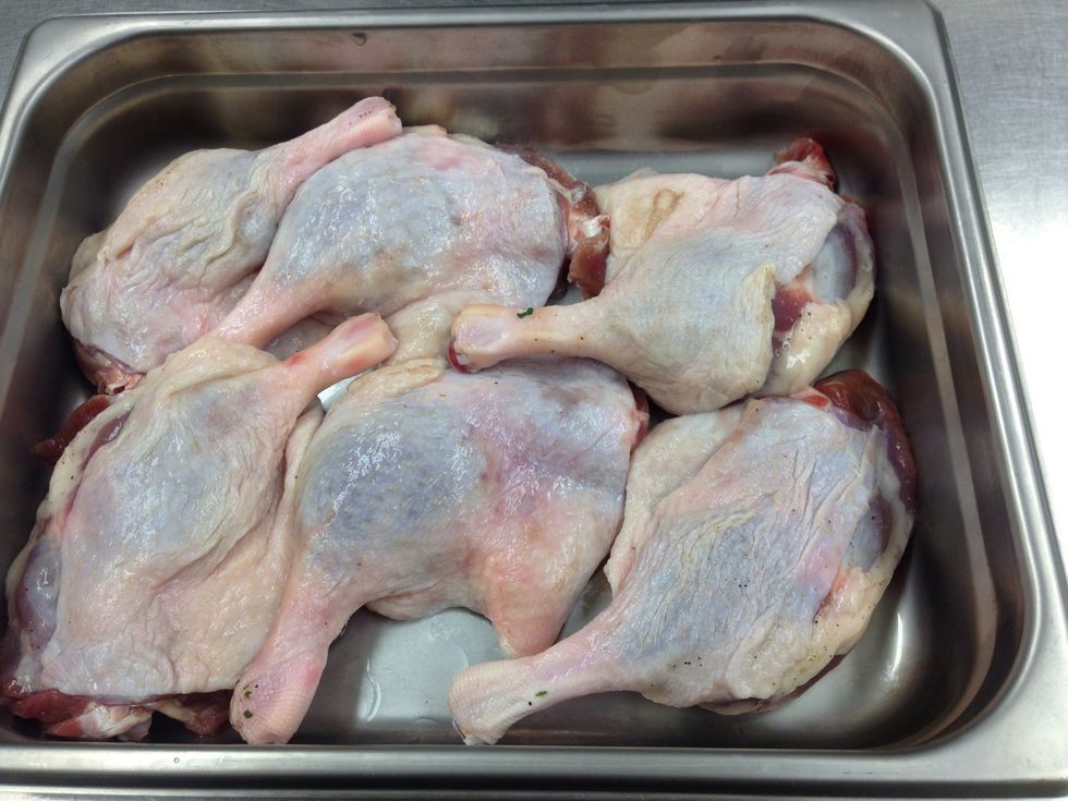 Start with duck leg and thighs