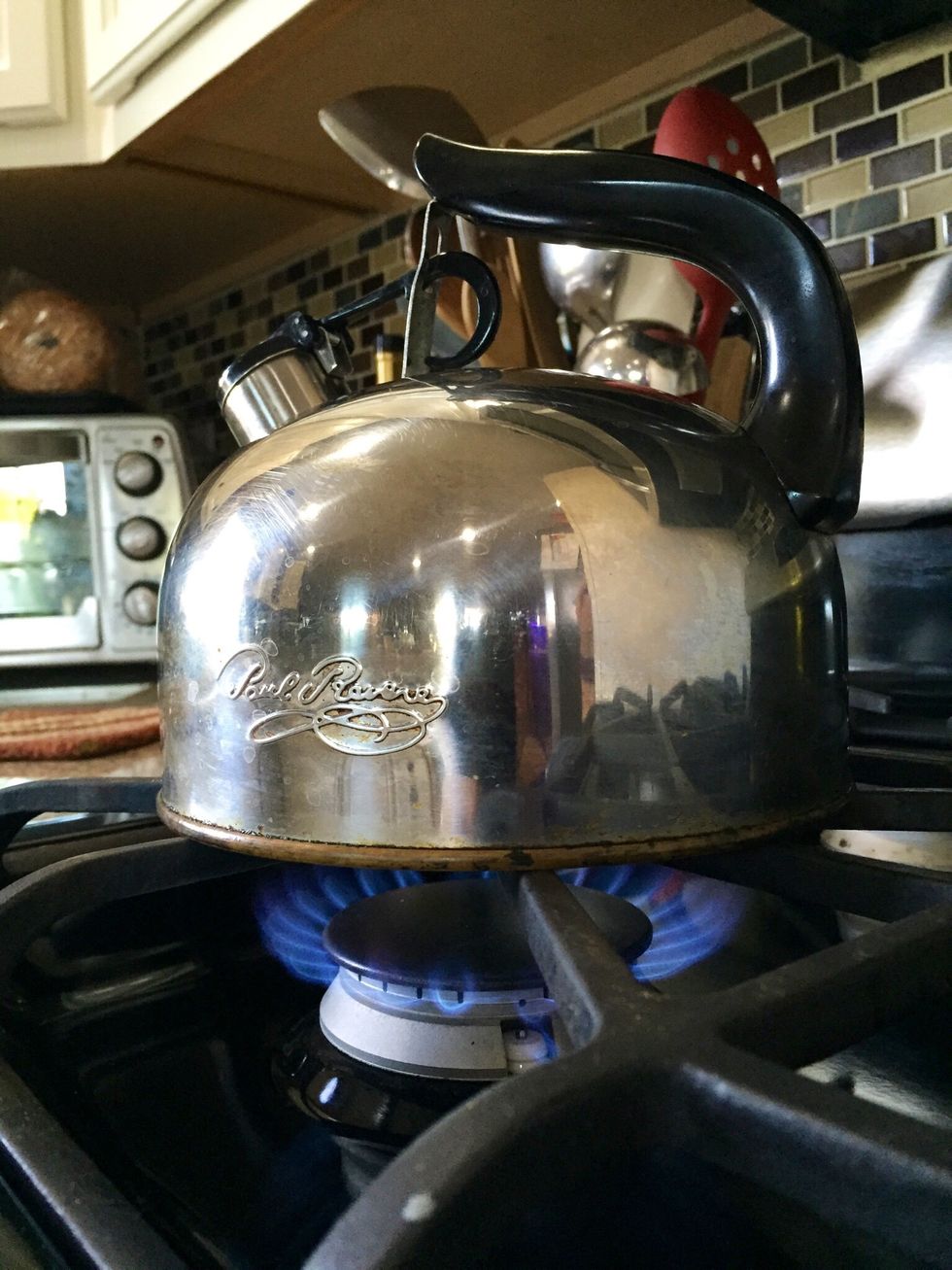 Start with fresh, cold water that has not been previously heated. Put on to boil while you gather the rest of your supplies.