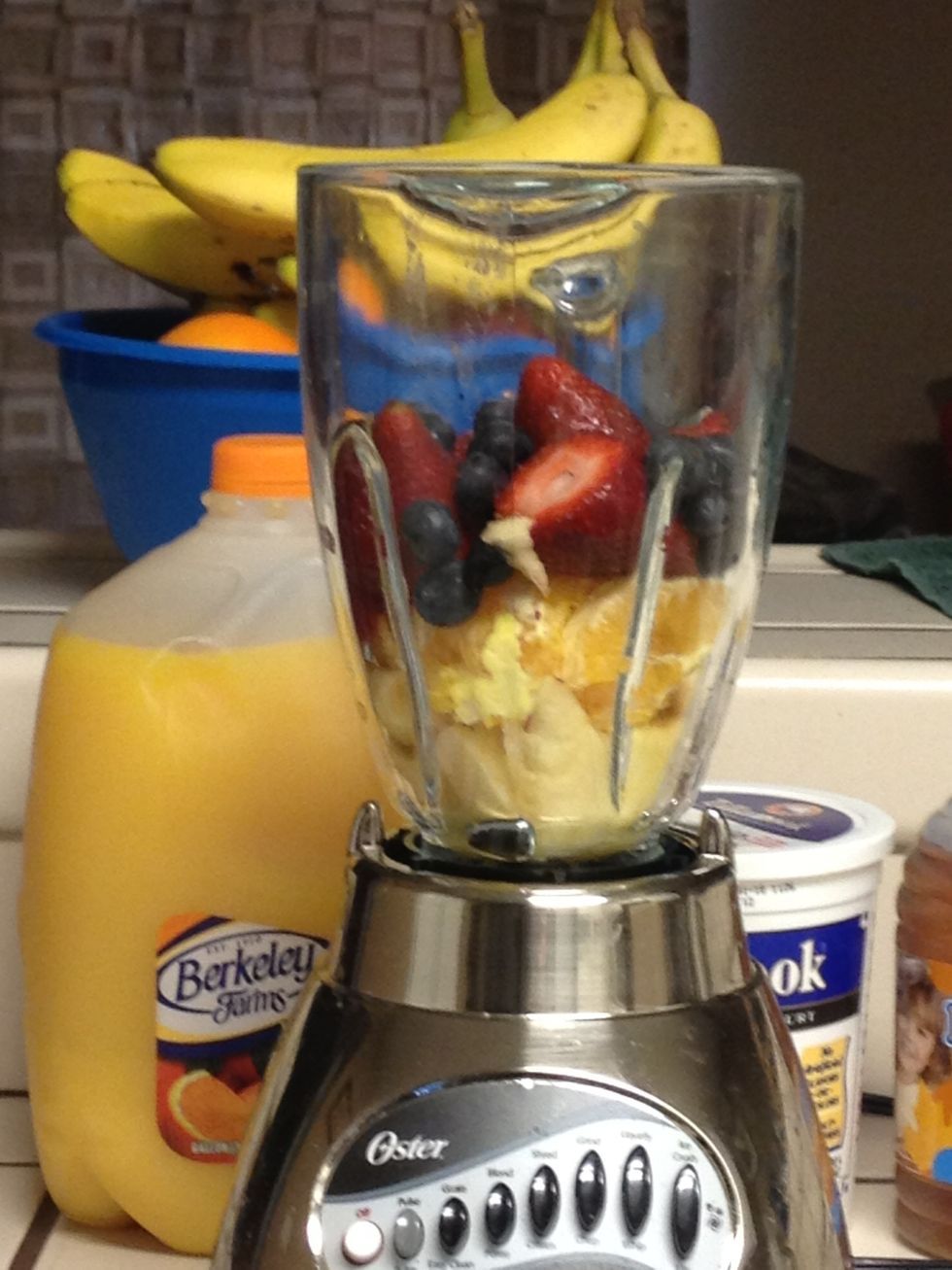 Start with soft fruit apples, orange, strawberries and blueberries