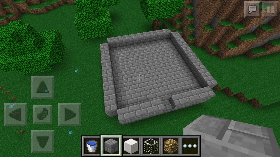 start with some walls closing off a 9x9 area, I like the stone look, idk use whatever