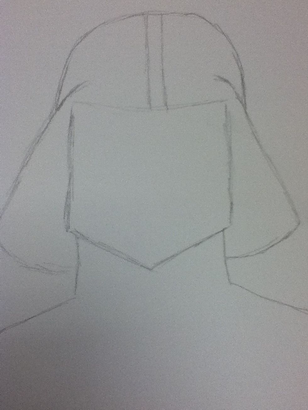 Start with the form for his helmet, face, and shoulders.