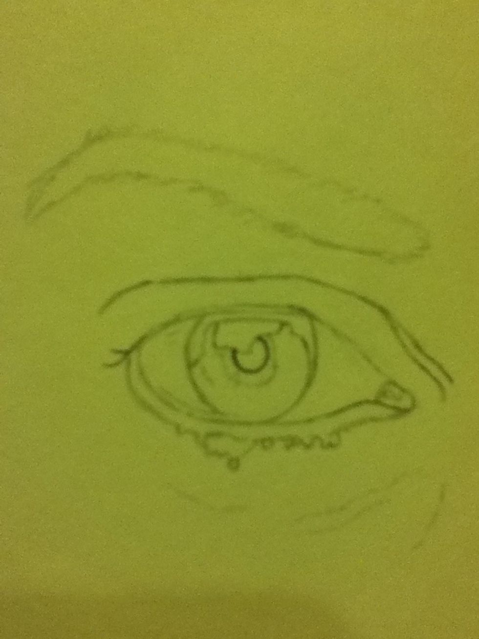 Start with the outline. Because the outline will most likely be smudged off when I start shading carefully and lightly retrace the lines... To draw this I used a mechanical pencil.