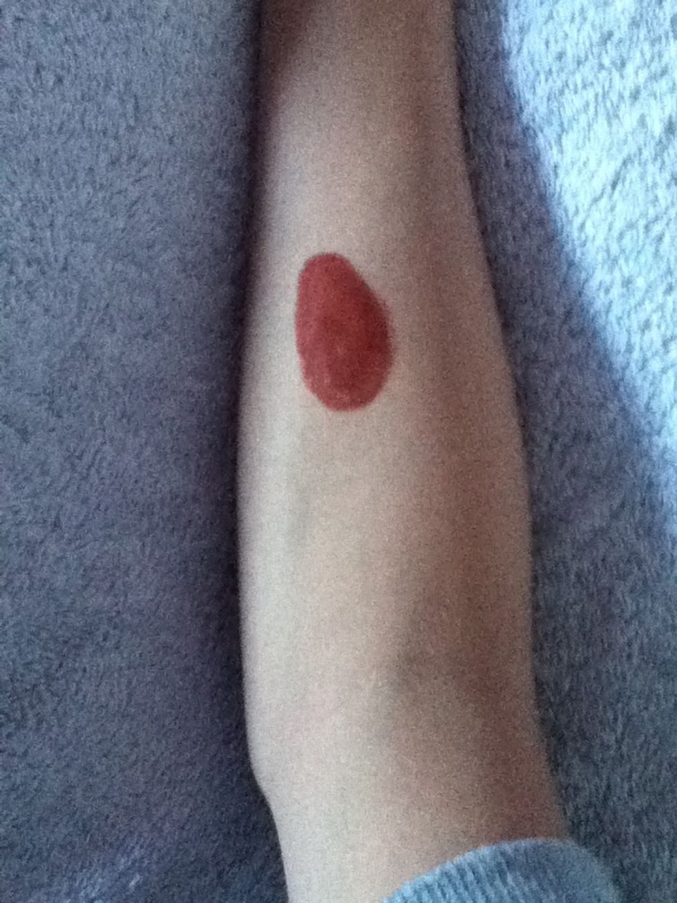 Start with the red, you can do any shape but don't do a perfect circle because it needs to look as realistic as possible :)