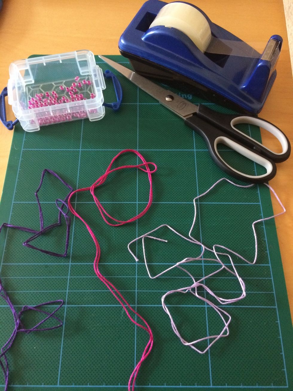 Start with the supplies. The length of the thread is your arm length doubled. Mine is just slightly shorter as I'm making it for my little niece \ud83d\ude00