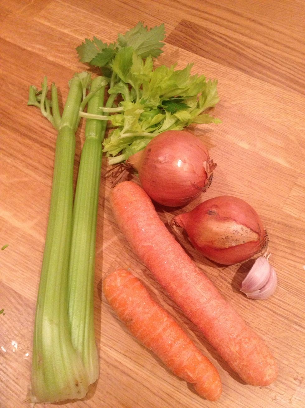 Start with the veg. No need to peel the carrots the peel is good for you. With the exception of the garlic either chop finely or do a Jamie Oliver and pulse in a food processor until chunky