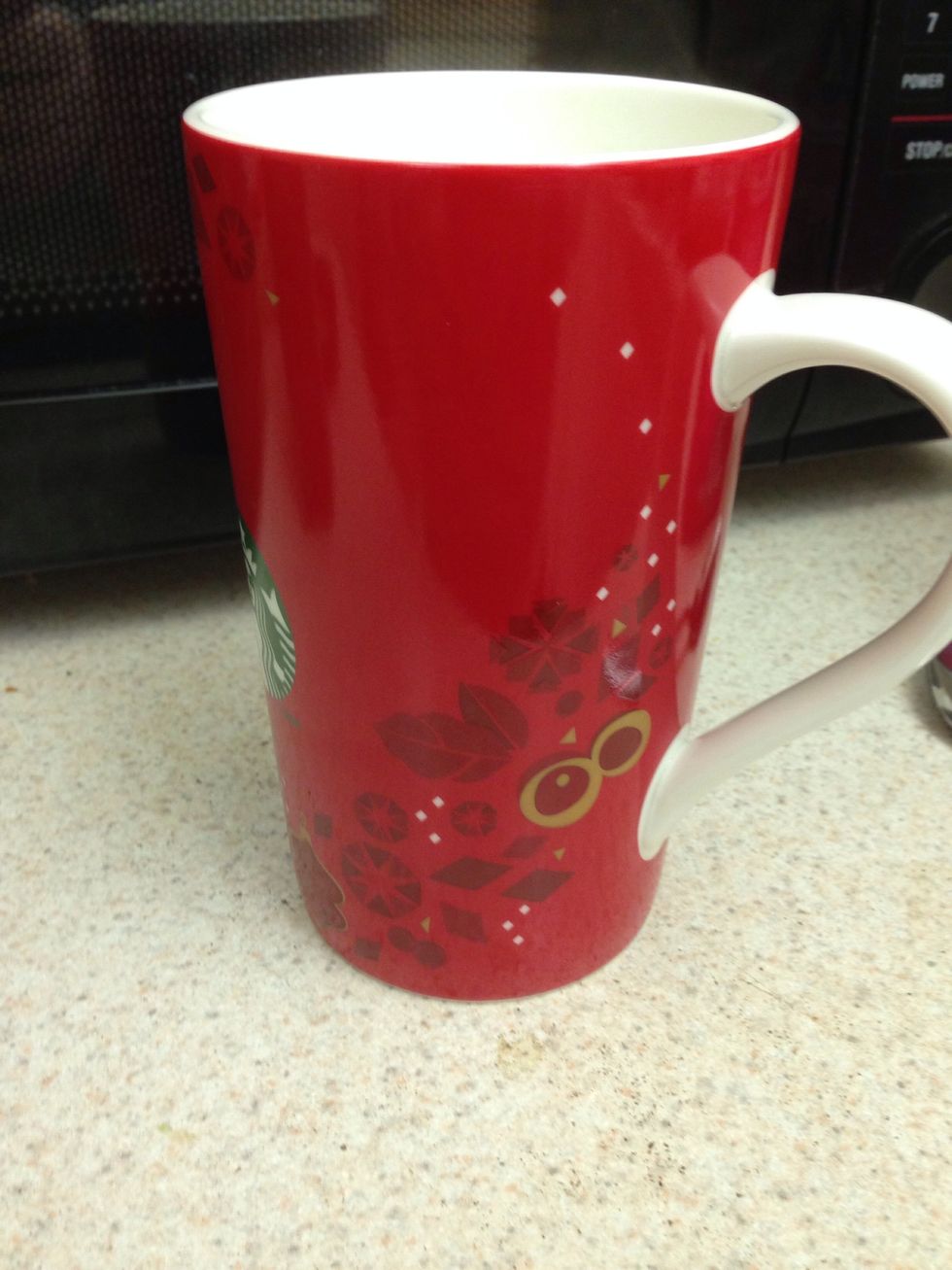 Start with your favorite mug and fill that bad boy with some milk. I use 2%
