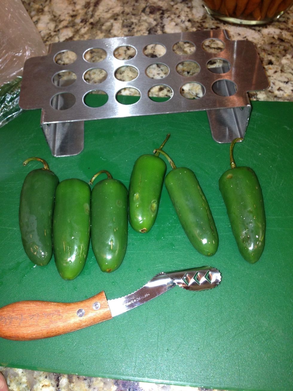Start with your fresh jalape\u00f1os. These are too large for my rack as you will see