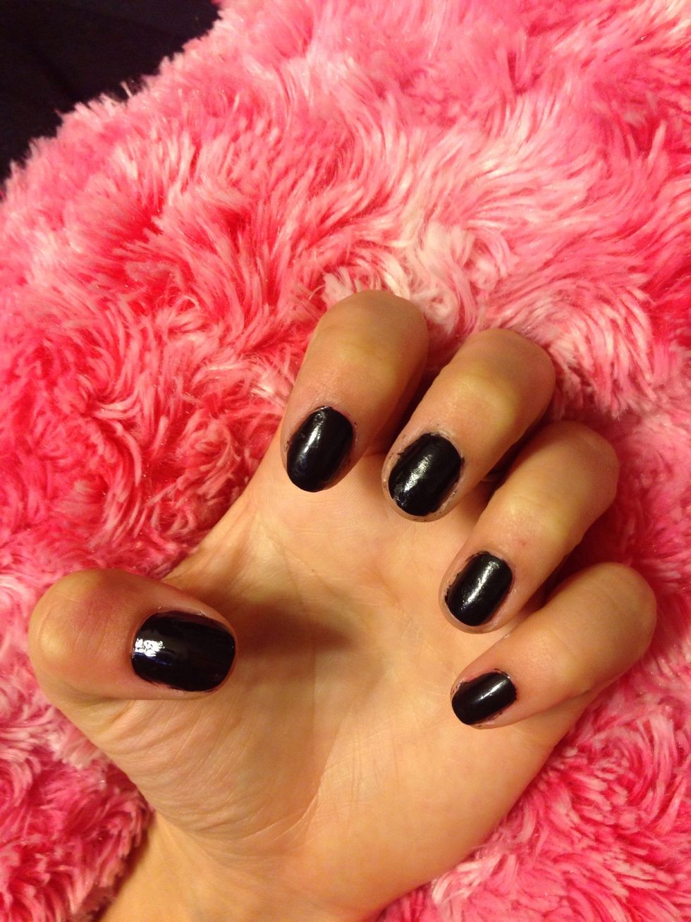Start with your nails completely black (after base coat)