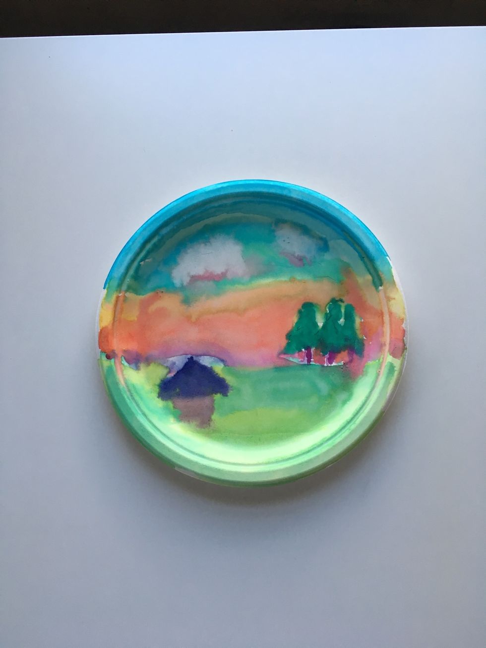 Start with your painted Chinet plate.