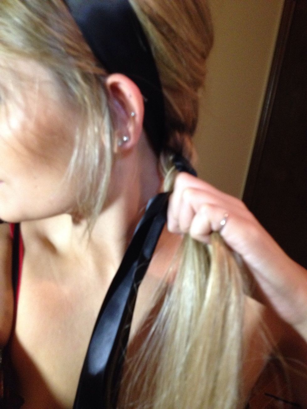 Start your braid and make it tight. *Tip: try making the ribbon flat not twisted in the braid.
