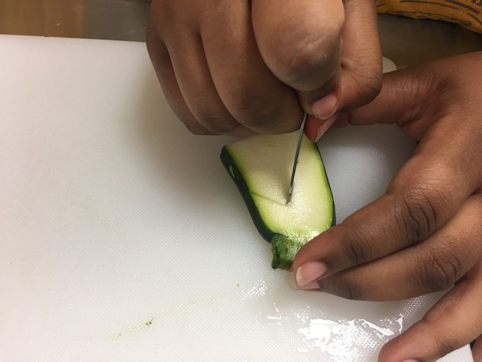 Start your cut from that line and drag the cut all the way down.