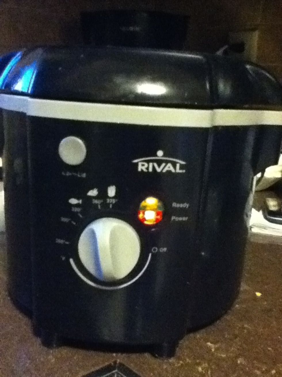 Start your deep fryer on the hottest setting