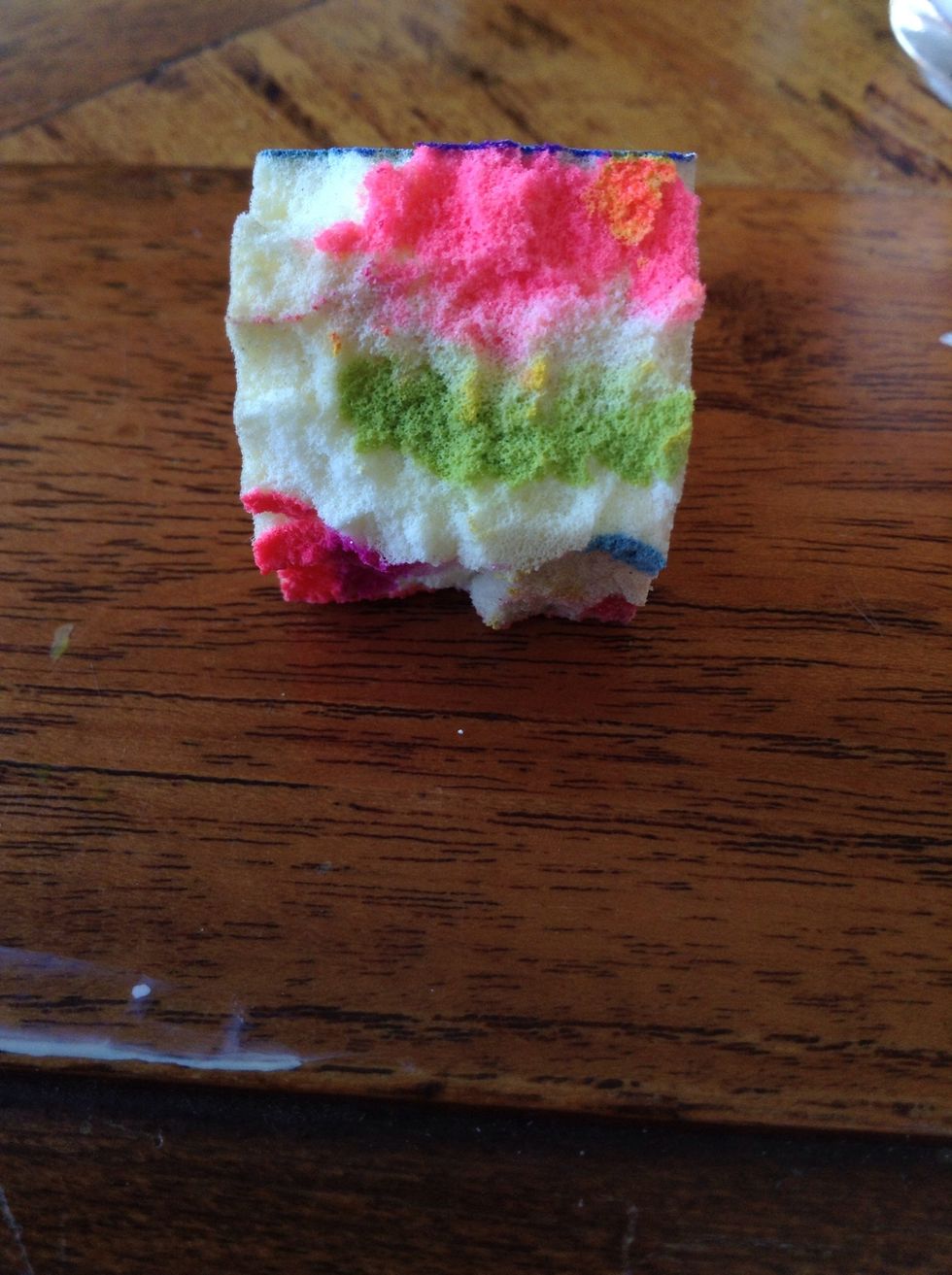 Start your pink, white, green ombr\u00e9 on a makeup sponge