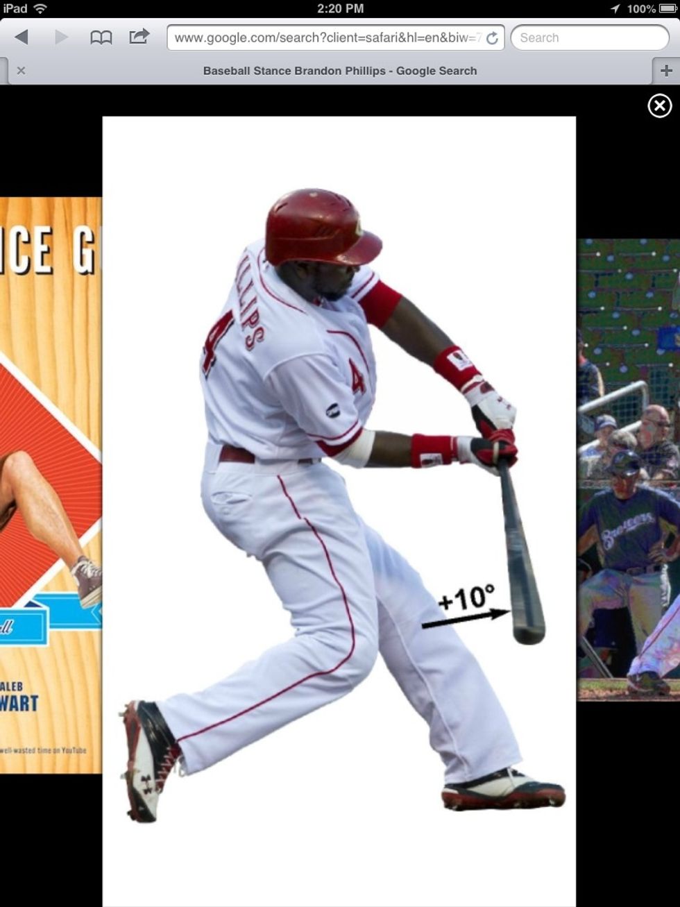 Start your swing, with a step with your front foot, and bring the bat down from its starting position