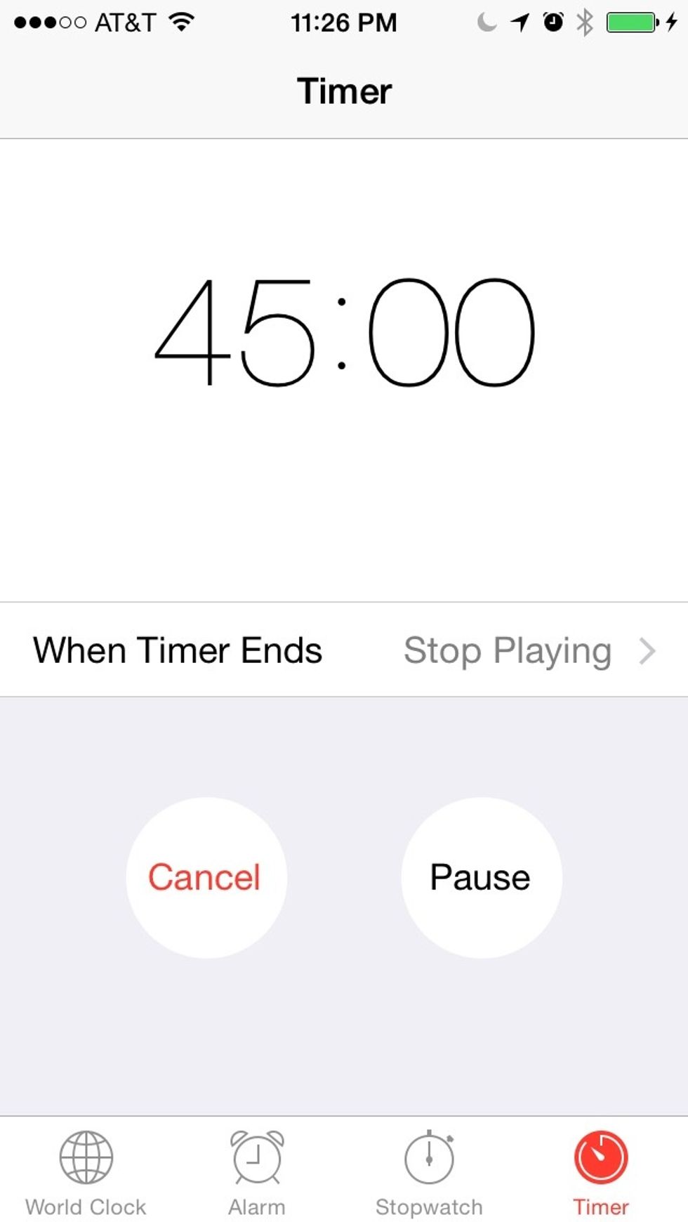 Start your timer. Now when your timer goes off any playing audio will stop. If you don't already have audio playing start an audiobook, podcast, video, etc!