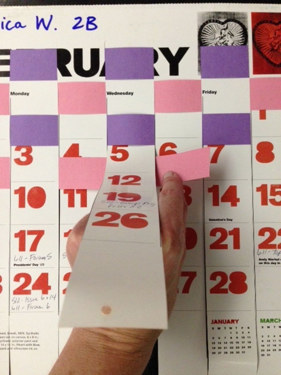 Start your weaving. Use the under, over, under, over, under, over method. Repeat for each paper strip to make the weaving.