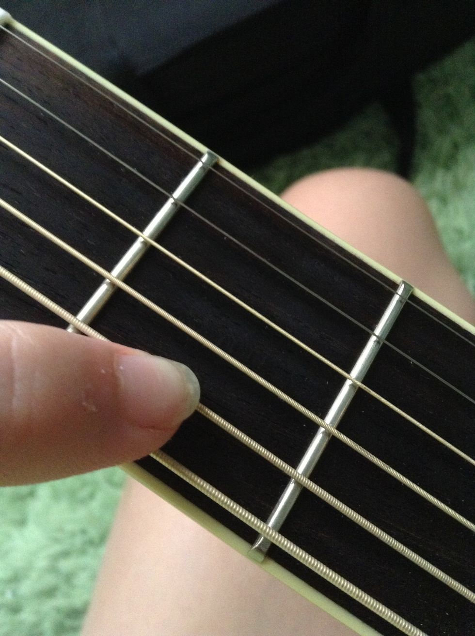 starting on the second fret ( for all notes), you will be placing one finger on the A string,
