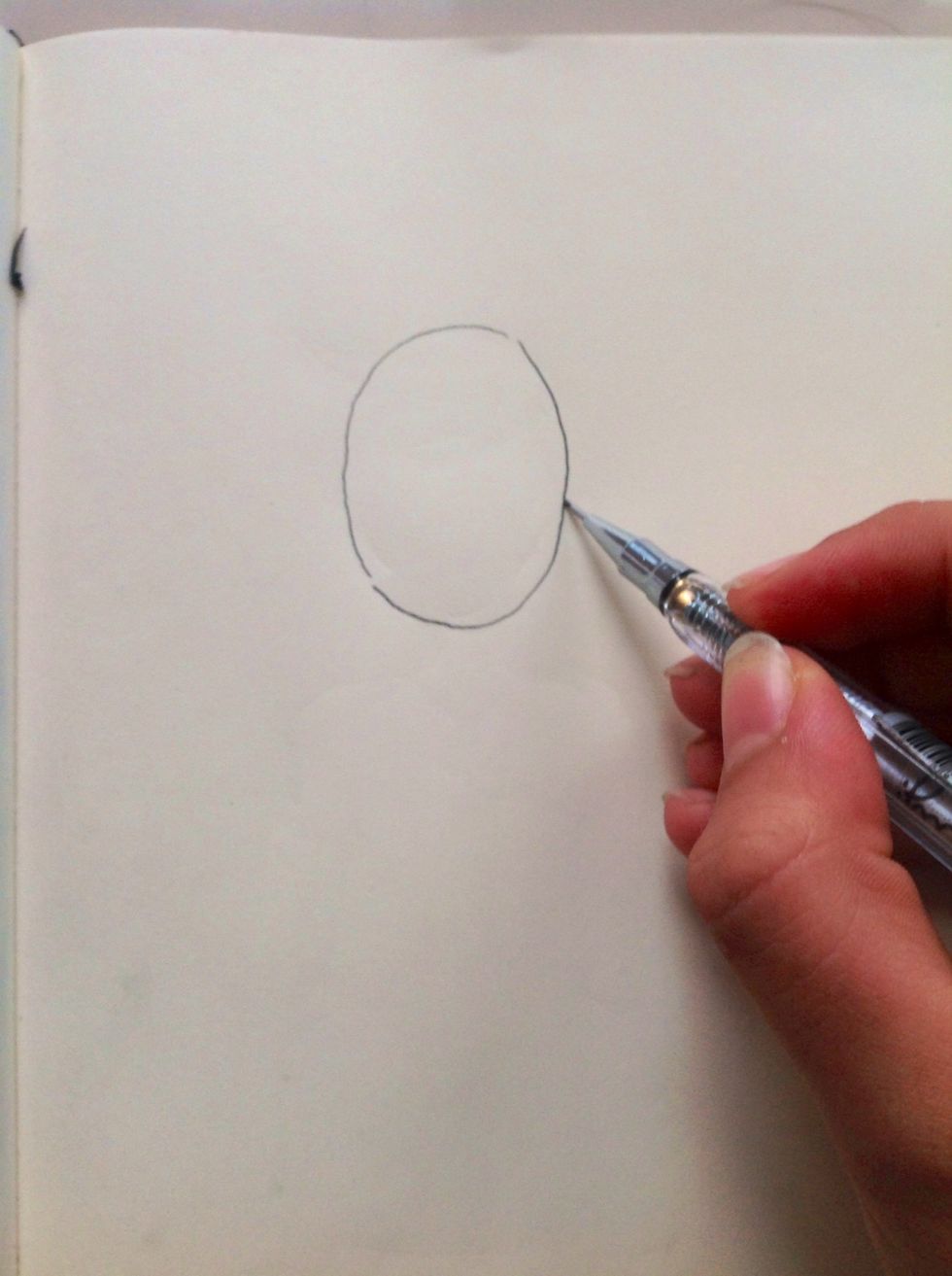 Starting with a simpe oval for the head